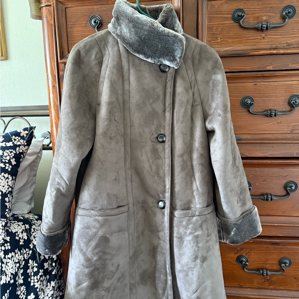 Gallery brown faux-suede winter coat